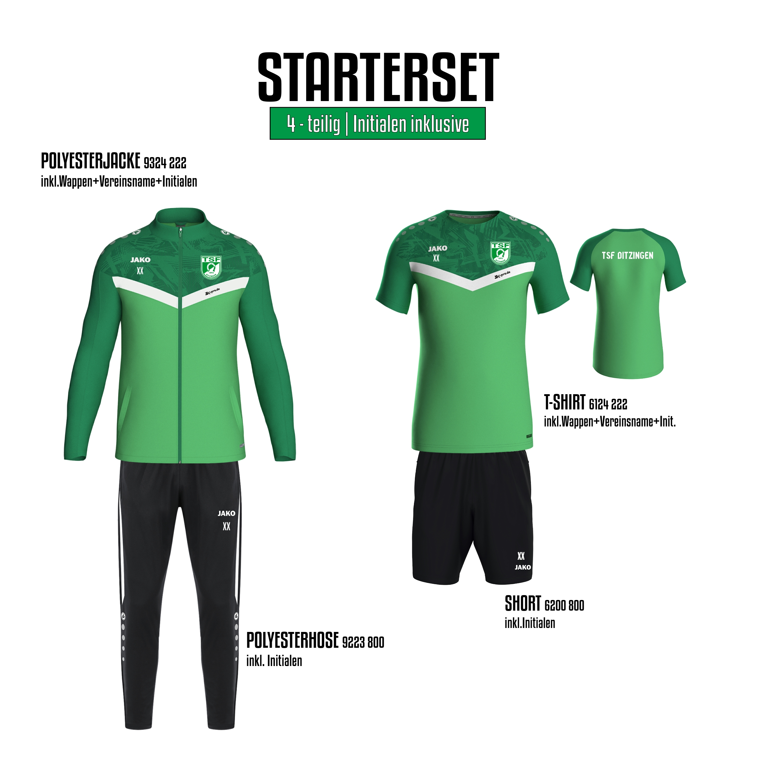 % STARTER-SET 1 Kinder % inkl. Wappen, Vereinsname und Initialen
