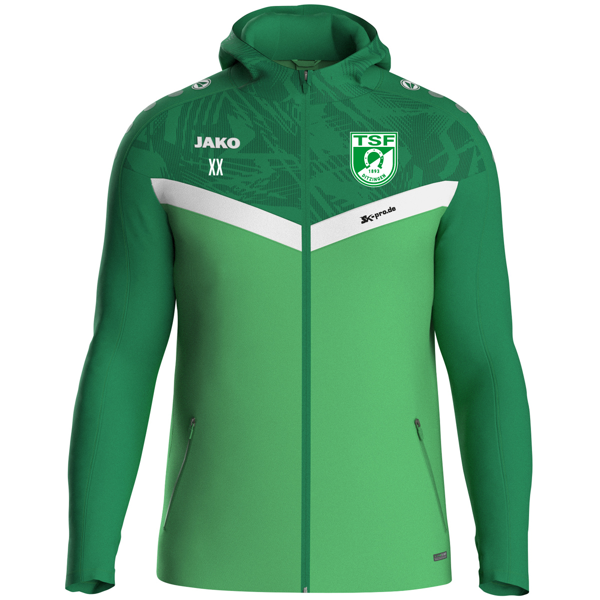 JAKO Kapuzenjacke Iconic  inkl.Wappen und Vereinsname (Initialen optional)