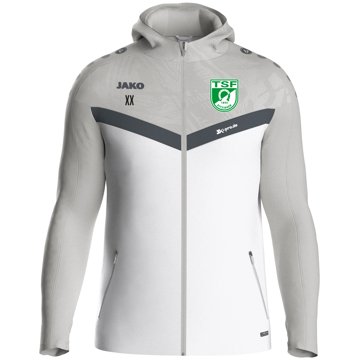 JAKO Kapuzenjacke Iconic  inkl.Wappen und Vereinsname (Initialen optional)