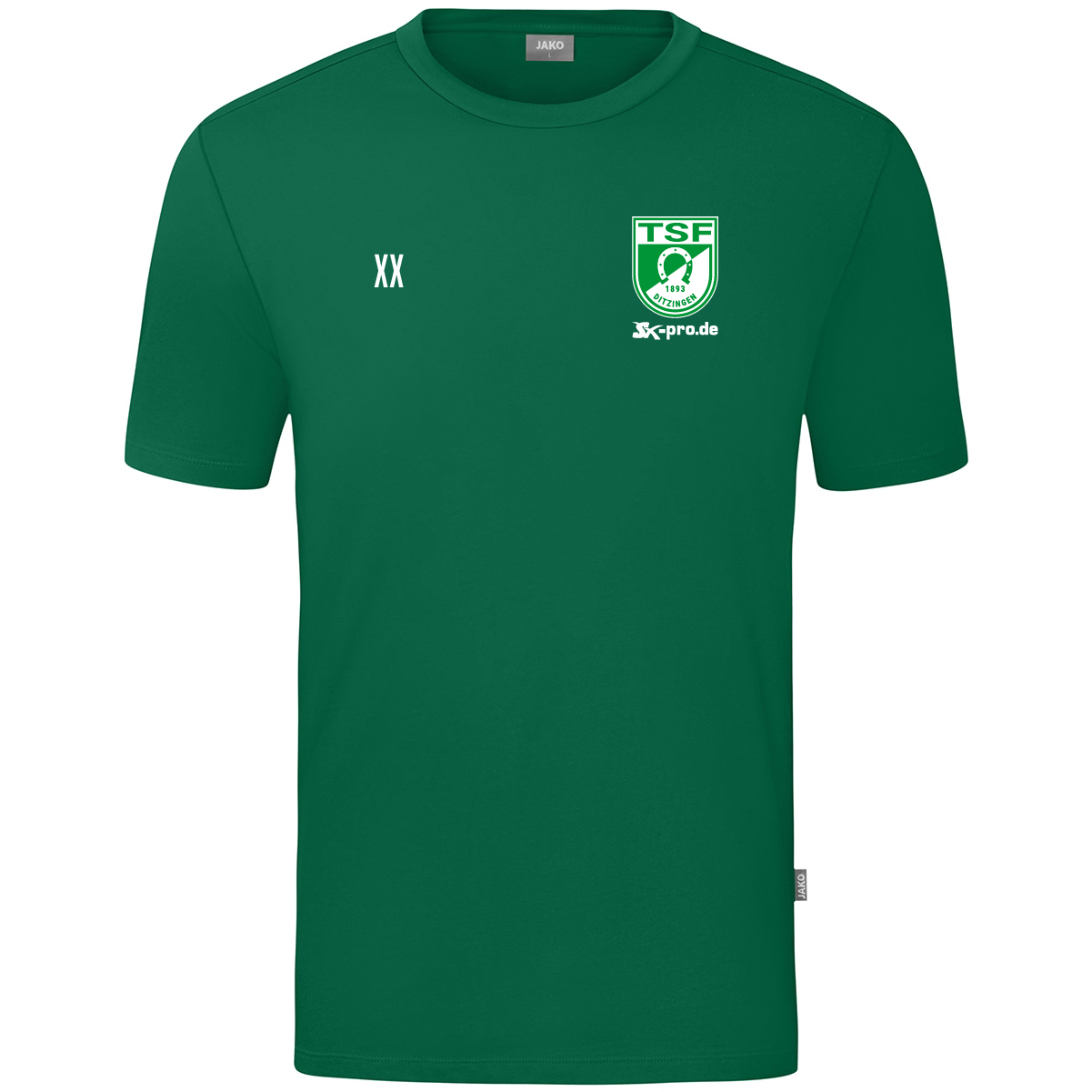 JAKO T-Shirt Organic  inkl.Wappen und Vereinsname (Initialen optional)