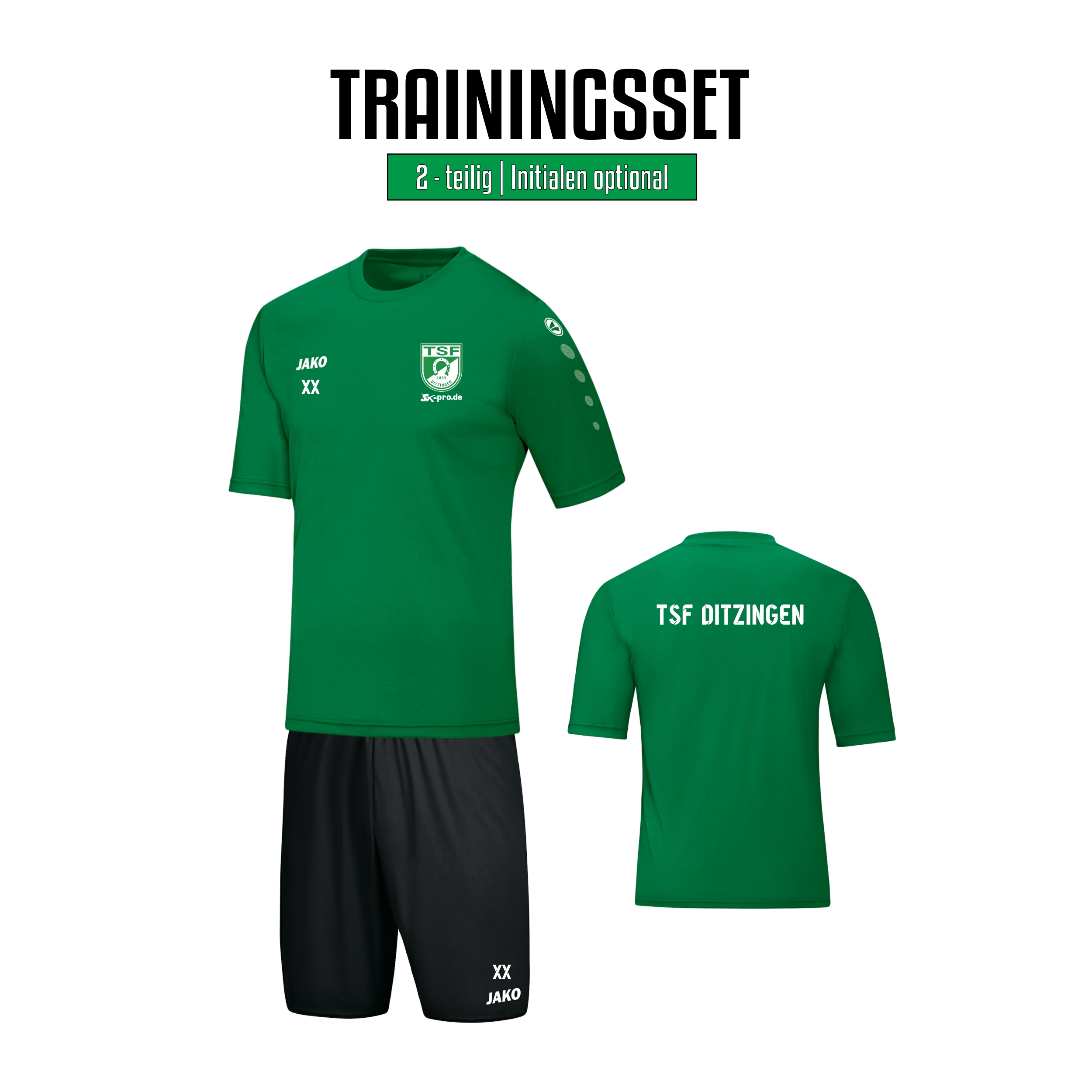 Trainings-SET Erwachsene inkl. Wappen, Vereinsname (Initialen optional)