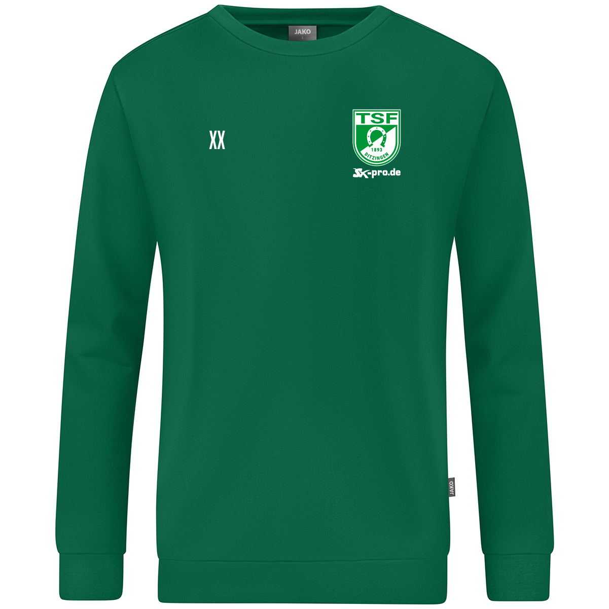 JAKO Sweat Organic inkl.Wappen und Vereinsname (Initialen optional)