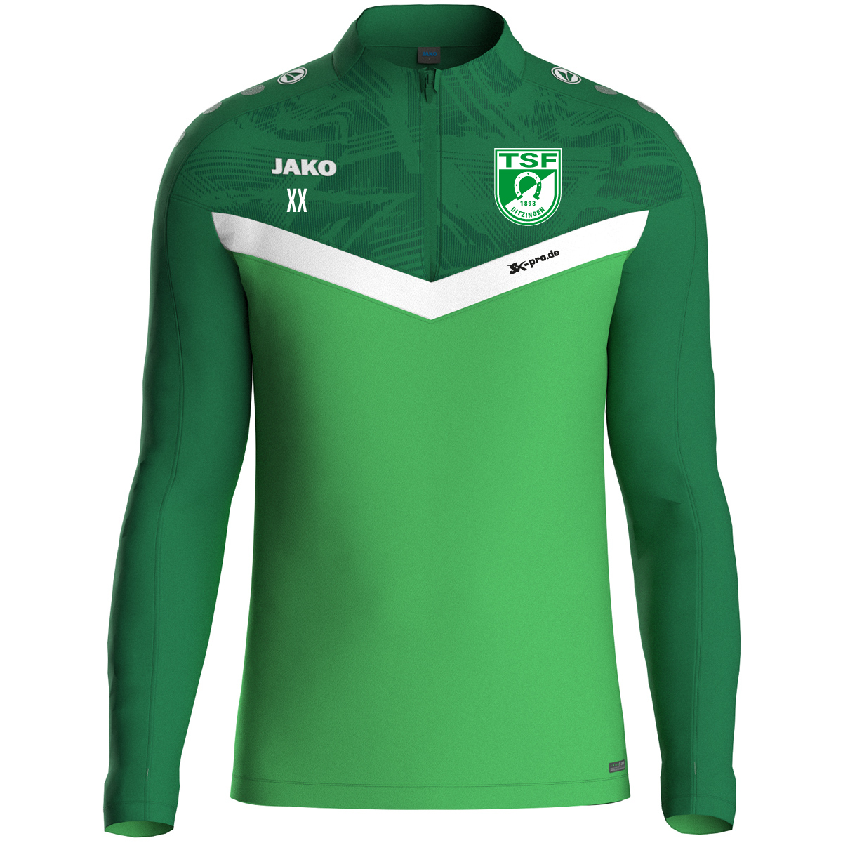 JAKO Ziptop Iconic inkl.Wappen und Vereinsname (Initialen optional)