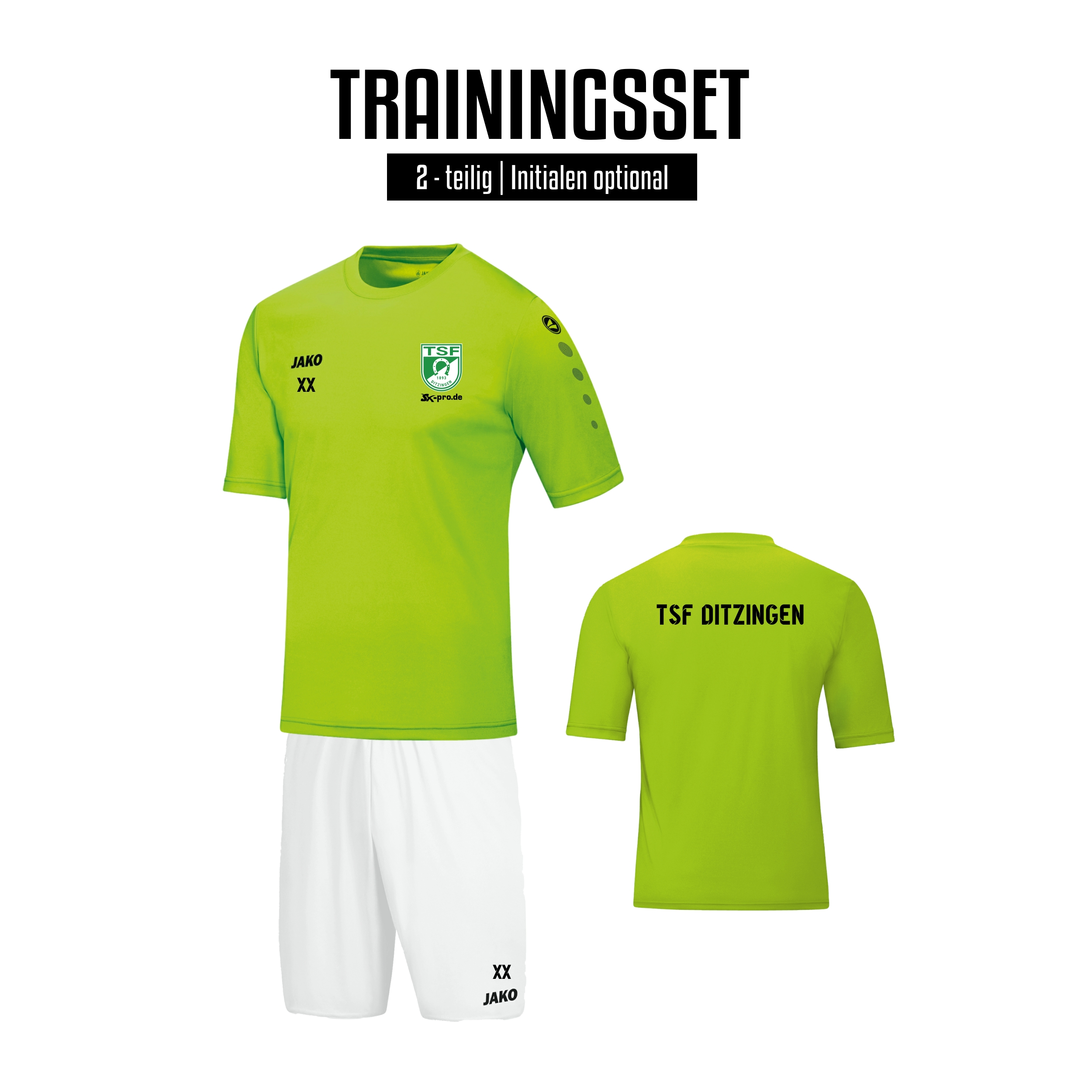 Trainings-SET 2 Erwachsene inkl. Wappen, Vereinsname (Initialen optional)