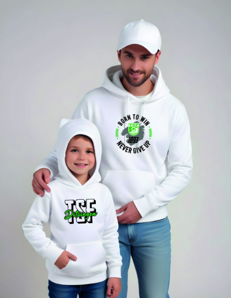 Kinder Kapuzensweater weiß inkl. Druck