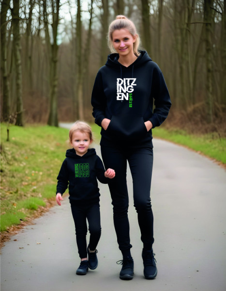 Kinder Kapuzensweater schwarz inkl. Druck