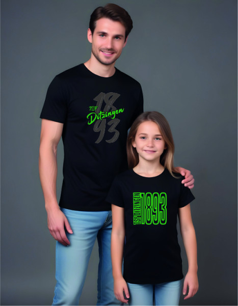 Kinder-T-Shirt Bio mit Rundhalsausschnitt schwarz inkl. Druck