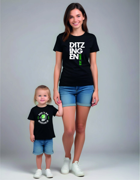 Kinder-T-Shirt Bio mit Rundhalsausschnitt schwarz inkl. Druck