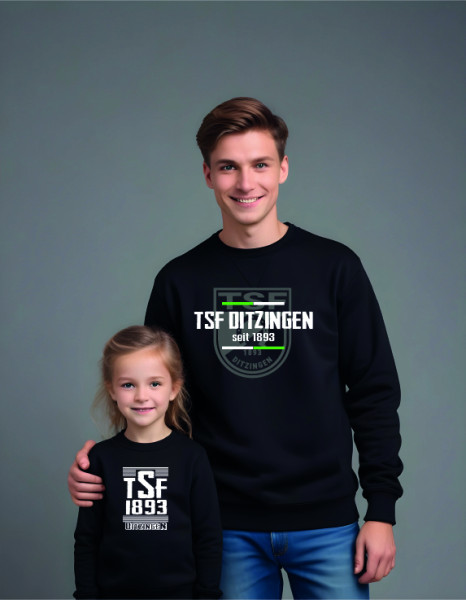 Sweatshirt mit Rundhalsausschnitt schwarz inkl. Druck